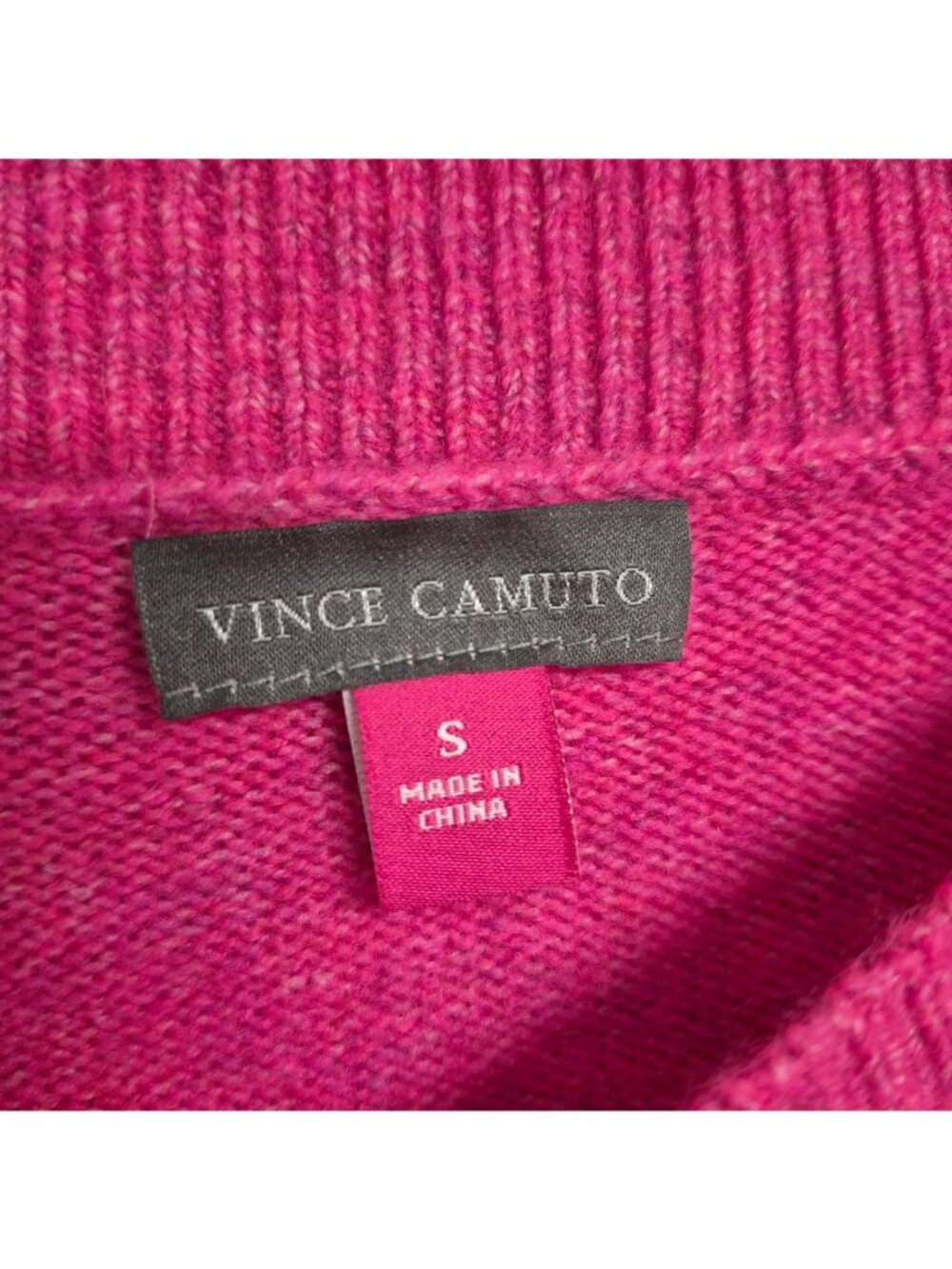 Vince Camuto Womens Preppy Bright Pink Knit Round Neck Sweater - Picture 2 of 6